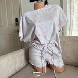 Pink and white tie-dye loungewear set